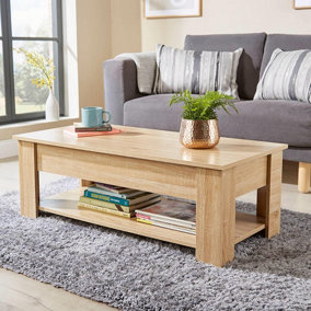 Home Source Orlando Lift Up Storage Coffee Table Natural