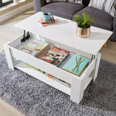 Lift up white on sale coffee table