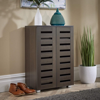 Home Source Oslo 2 Door Dark Brown Shoe Cabinet