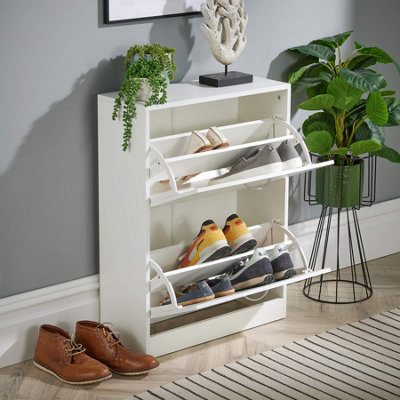 Home Source Oxford 2 Tier White Shoe Cabinet