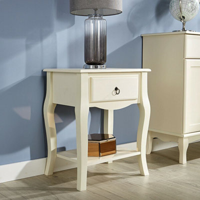 Cream side deals table with drawer