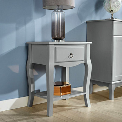 Home Source Paris 1 Drawer Lamp Side Table Grey