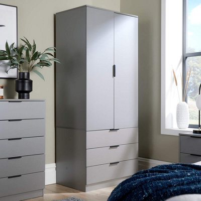 Home Source Phoenix 2 Door 3 Drawer Wardrobe Grey