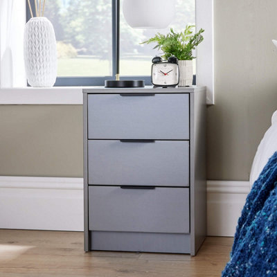 Home Source Phoenix 3 Drawer Bedside Storage Table Grey