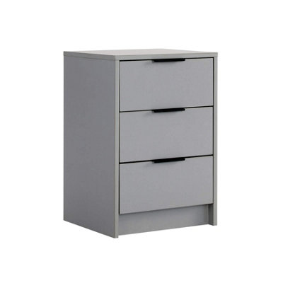 Home Source Phoenix 3 Drawer Bedside Storage Table Grey