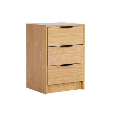 Home Source Phoenix 3 Drawer Bedside Storage Table Oak Effect