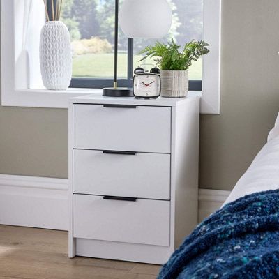 Home Source Phoenix 3 Drawer Bedside Storage Table White