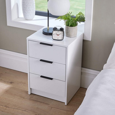 Home Source Phoenix 3 Drawer Bedside Storage Table White