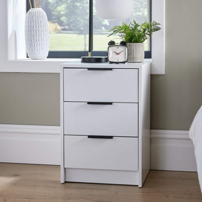 Home Source Phoenix 3 Drawer Bedside Storage Table White