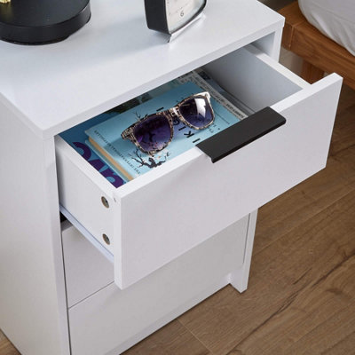 Home Source Phoenix 3 Drawer Bedside Storage Table White