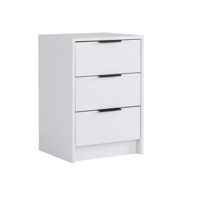 Home Source Phoenix 3 Drawer Bedside Storage Table White