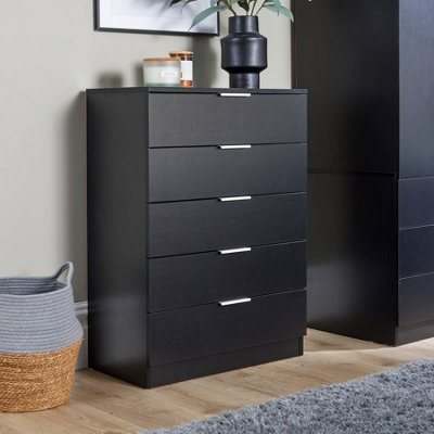 Home Source Phoenix Chest 5 Drawers Black