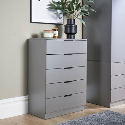 Home Source Phoenix Chest 5 Drawers Grey