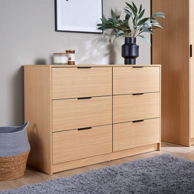 Home Source Phoenix Chest 6 Drawers Oak