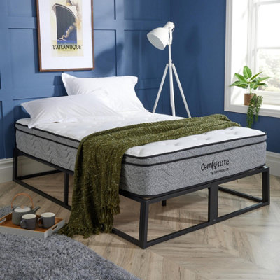 Home Source Platform Small Double Metal Bed Black | DIY at B&Q