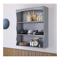 Home Source Polar Kitchen Wall Mounted 3 Shelves Painted Grey