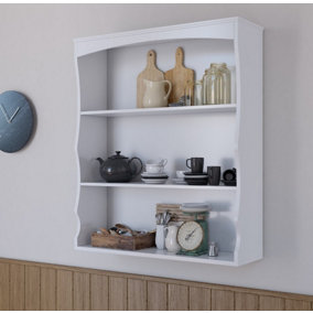 Home Source Polar Kitchen Wall Mounted 3 Shelves Painted White