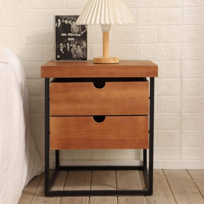 Home Source Portland 2 Drawer Bedside Lamp Side Table Storage Unit