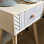 Home Source Romford 1 Drawer Natural and White Modern Bedside Table Storage Unit