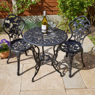 Home Source Rose Outdoor Garden Bistro Patio Set Black DIY at B Q