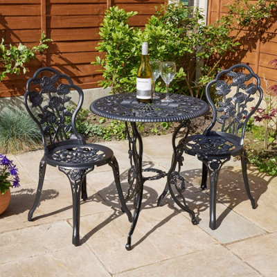 Home Source Rose Outdoor Garden Bistro Patio Set Black DIY at B Q