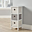 Home Source Sandringham 3 Drawer Storage Chest Unit White and Grey
