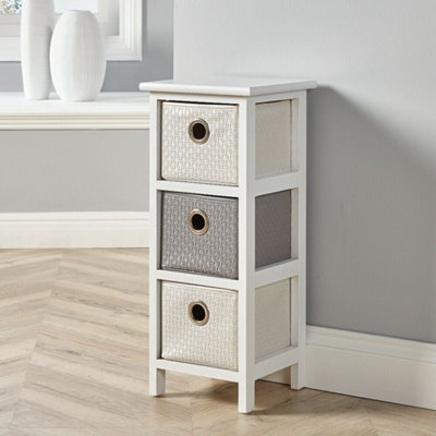 Home Source Sandringham 3 Drawer Storage Chest Unit White and Grey