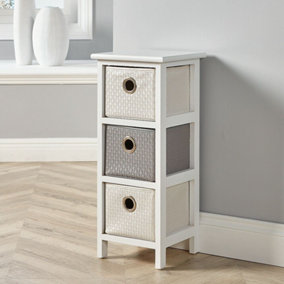 Home Source Sandringham 3 Drawer Storage Chest Unit White and Grey