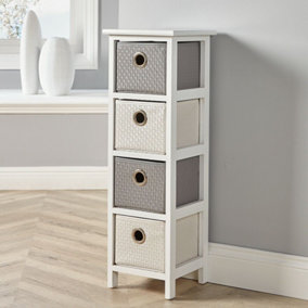 Home Source Sandringham 4 Drawer Storage Chest Unit White and Grey