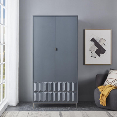 Dark grey high gloss shop wardrobe