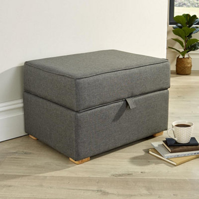 Grey fabric online footstool with storage