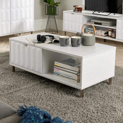 White geometric deals coffee table