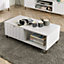 Home Source Siena 1 Drawer High Gloss White Geometric Living Room Coffee Table Storage Unit