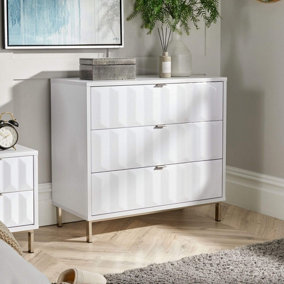 Home Source Siena 3 Drawer White High Gloss Bedroom Storage Chest Unit