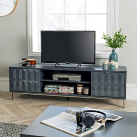 Home Source Siena Grey High Gloss TV Media Entertainment Stand Storage Unit