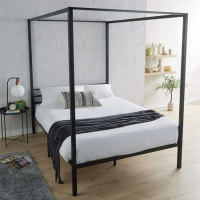 Black wrought deals iron canopy bed