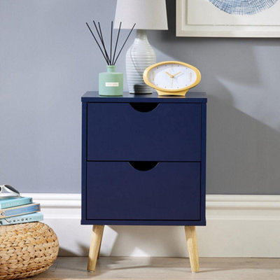 Home Source Skara 2 Drawer Bedside Table Unit Blue