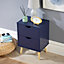Home Source Skara 2 Drawer Bedside Table Unit Blue