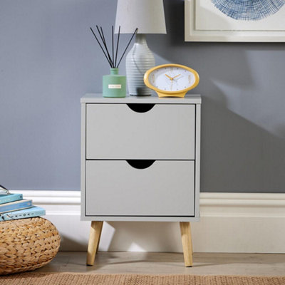 Home Source Skara 2 Drawer Bedside Table Unit Grey