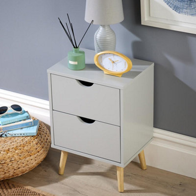 Home Source Skara 2 Drawer Bedside Table Unit Grey