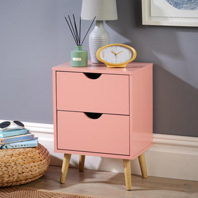 Home Source Skara 2 Drawer Bedside Table Unit Pink