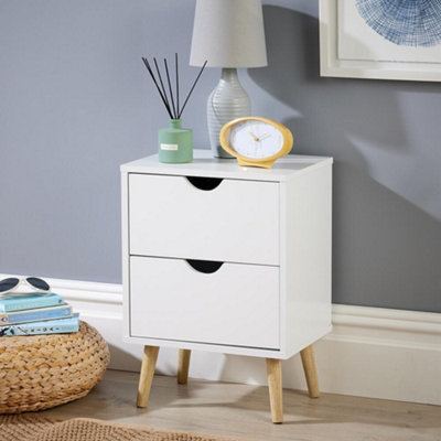 Home Source Skara 2 Drawer Bedside Table Unit White