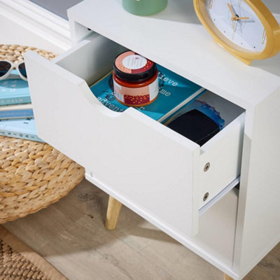 Home Source Skara 2 Drawer Bedside Table Unit White