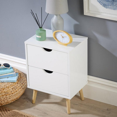 Home Source Skara 2 Drawer Bedside Table Unit White