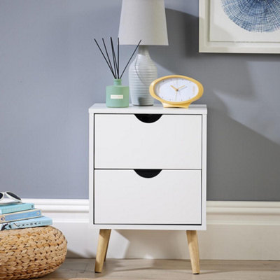 Home Source Skara 2 Drawer Bedside Table Unit White