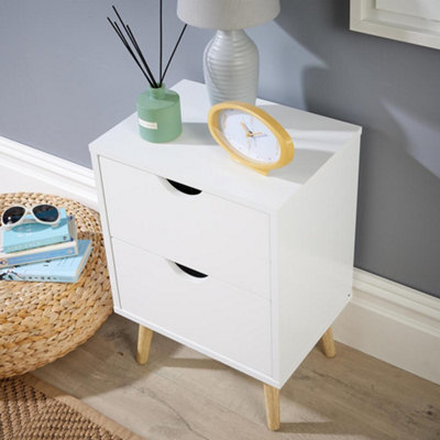 Home Source Skara 2 Drawer Bedside Table Unit White