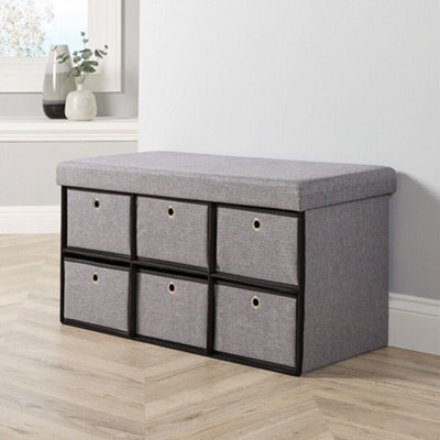 Home Source Sofia 6 Drawer Folding Ottoman Grey
