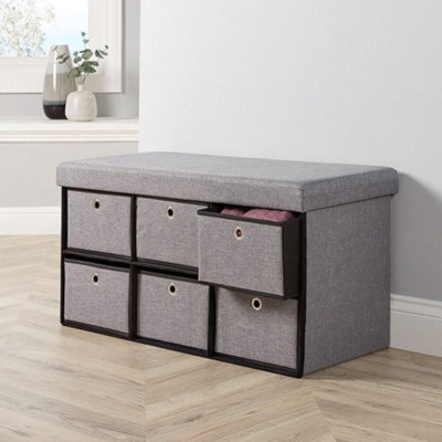 Home Source Sofia 6 Drawer Folding Ottoman Grey