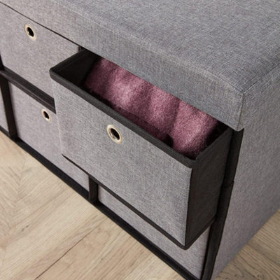 Home Source Sofia 6 Drawer Folding Ottoman Grey