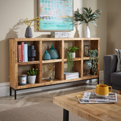 Home Source Stockton Mango Wood Wide 8 Shelf Bookcase